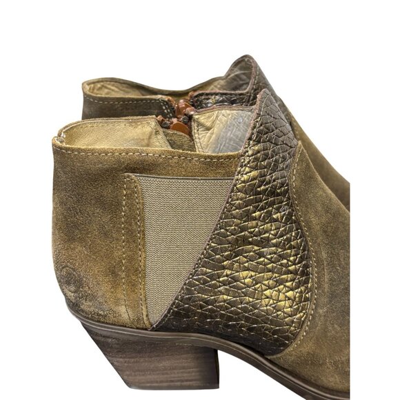 Casta Ankle Booties Dirk Brandy Size 9 Distressed Suede & Leather - Picture 8 of 12